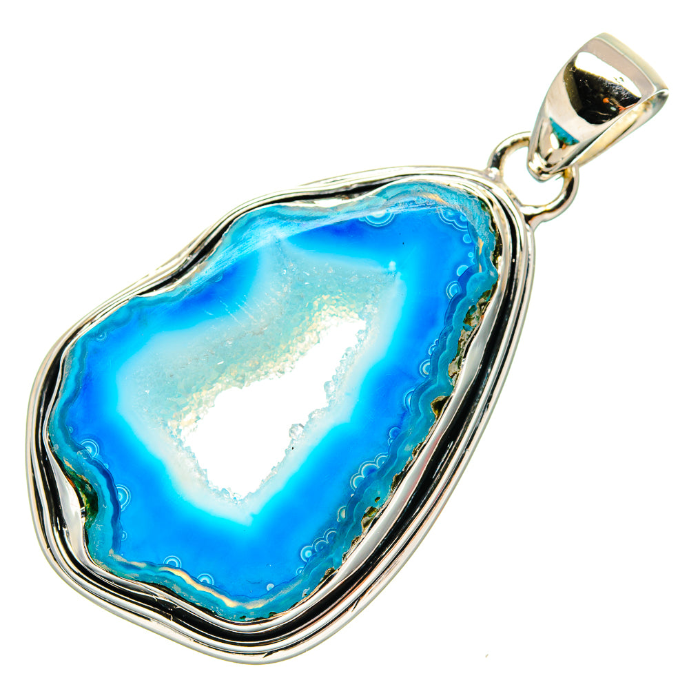 Blue Geode Slice Pendants handcrafted by Anasilvercos - PD24694 - Photo 2