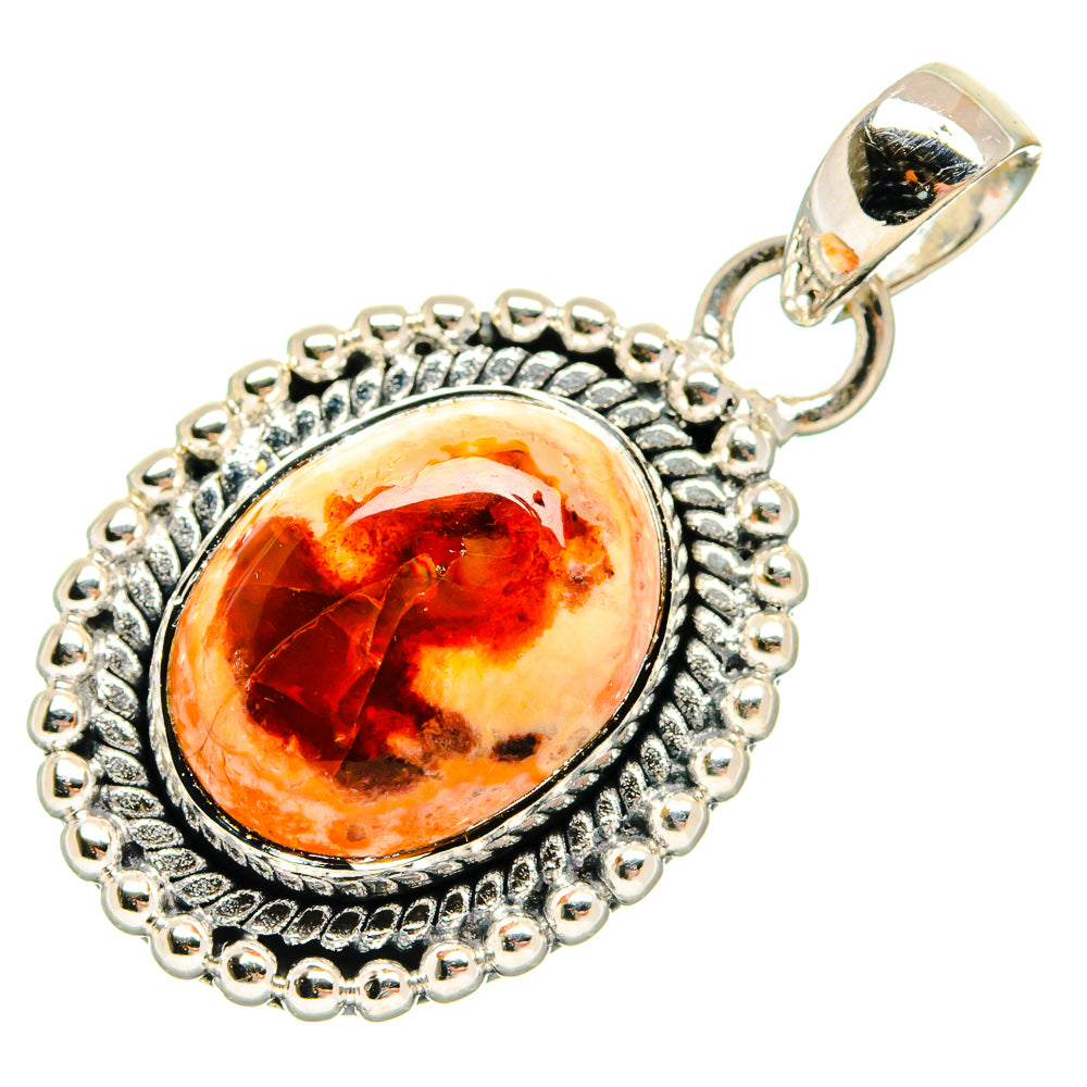 Mexican Fire Opal Pendants handcrafted by Anasilvercos - PD24736 - Photo 2