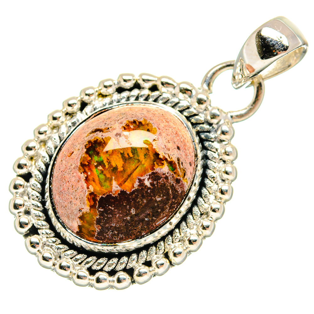Mexican Fire Opal Pendants handcrafted by Anasilvercos - PD24737 - Photo 2