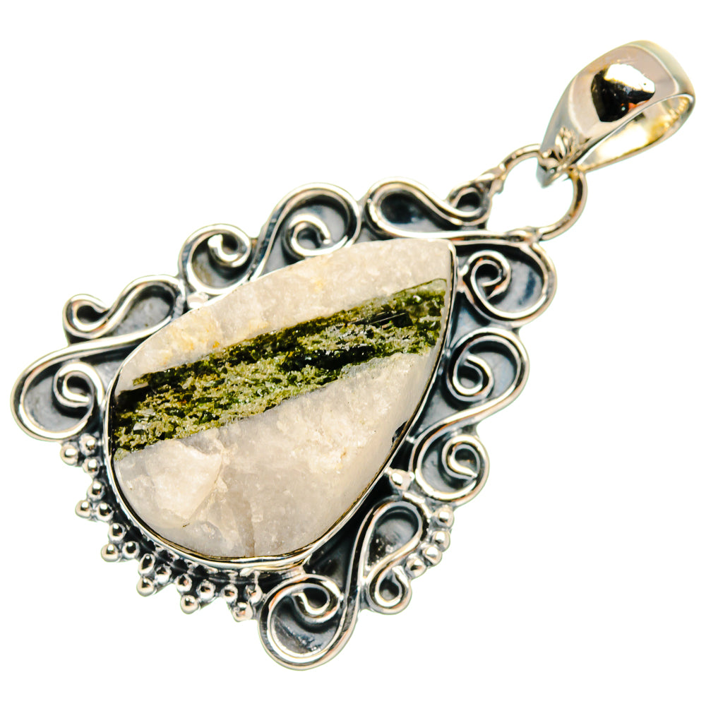 Green Tourmaline In Quartz Pendants handcrafted by Anasilvercos - PD25039 - Photo 2
