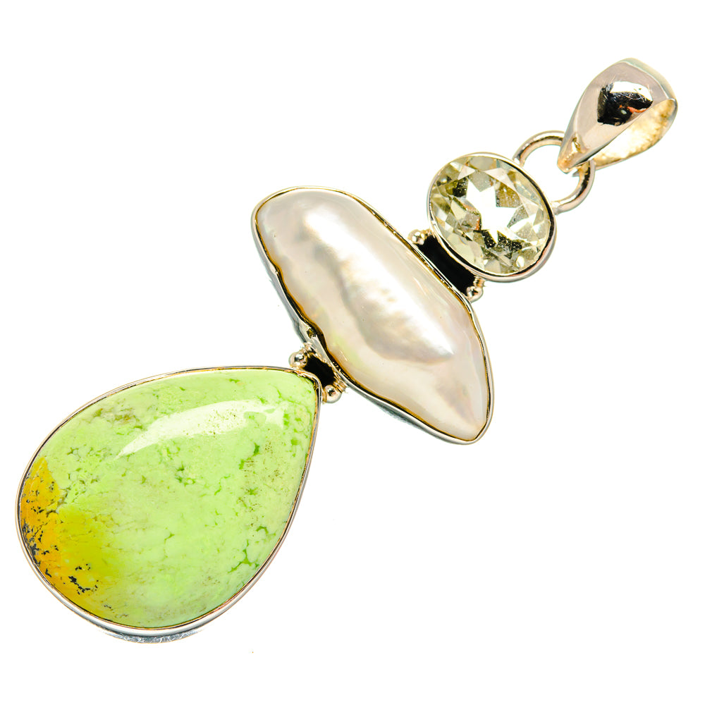Lemon Chrysoprase Pendants handcrafted by Anasilvercos - PD25052 - Photo 2