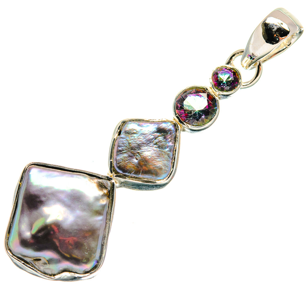 Titanium Mother Of Pearl Pendants handcrafted by Anasilvercos - PD25118 - Photo 2