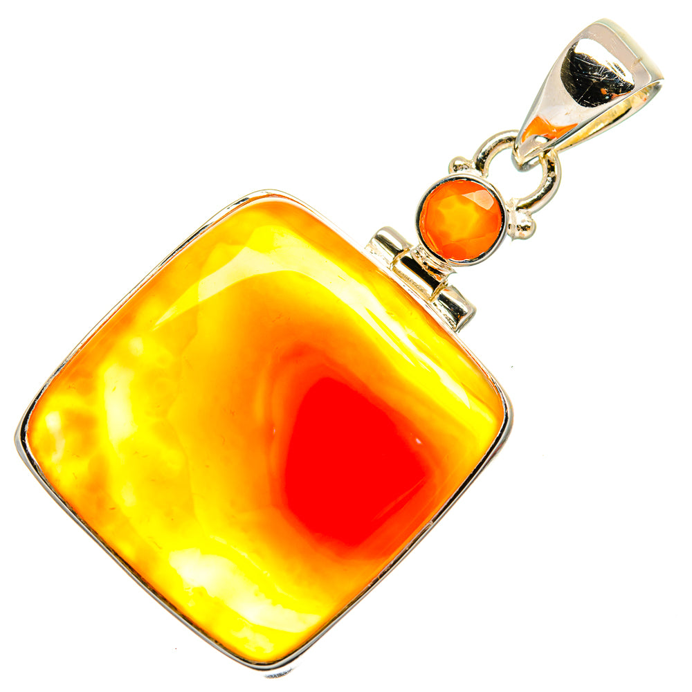 Orange Botswana Agate Pendants handcrafted by Anasilvercos - PD25244 - Photo 2
