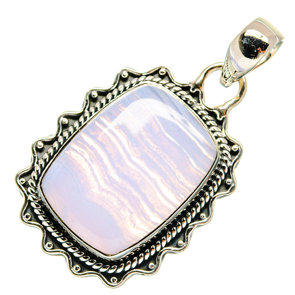 Blue Lace Agate Pendants handcrafted by Anasilvercos - PD25439 - Photo 2