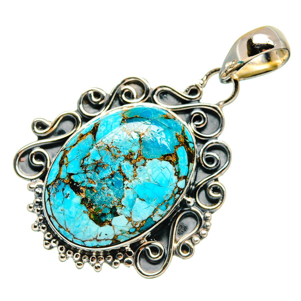Blue Copper Composite Turquoise Pendants handcrafted by Anasilvercos - PD25462 - Photo 2