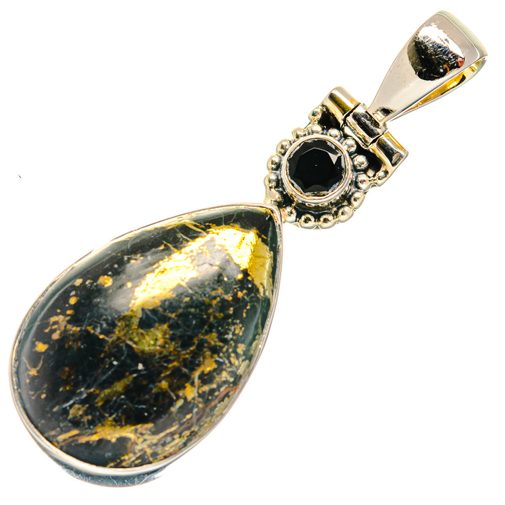 Pyrite In Black Onyx Pendants handcrafted by Anasilvercos - PD25483 - Photo 2