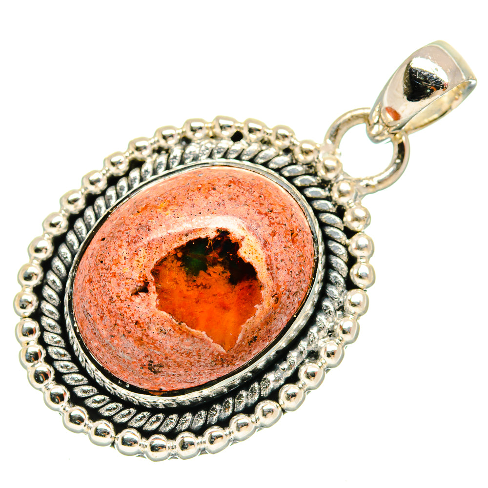 Mexican Fire Opal Pendants handcrafted by Anasilvercos - PD25765 - Photo 2