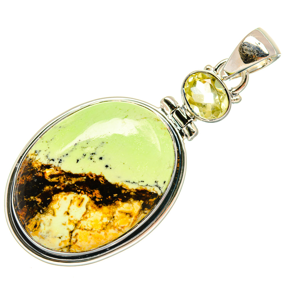 Lemon Chrysoprase Pendants handcrafted by Anasilvercos - PD25932 - Photo 2