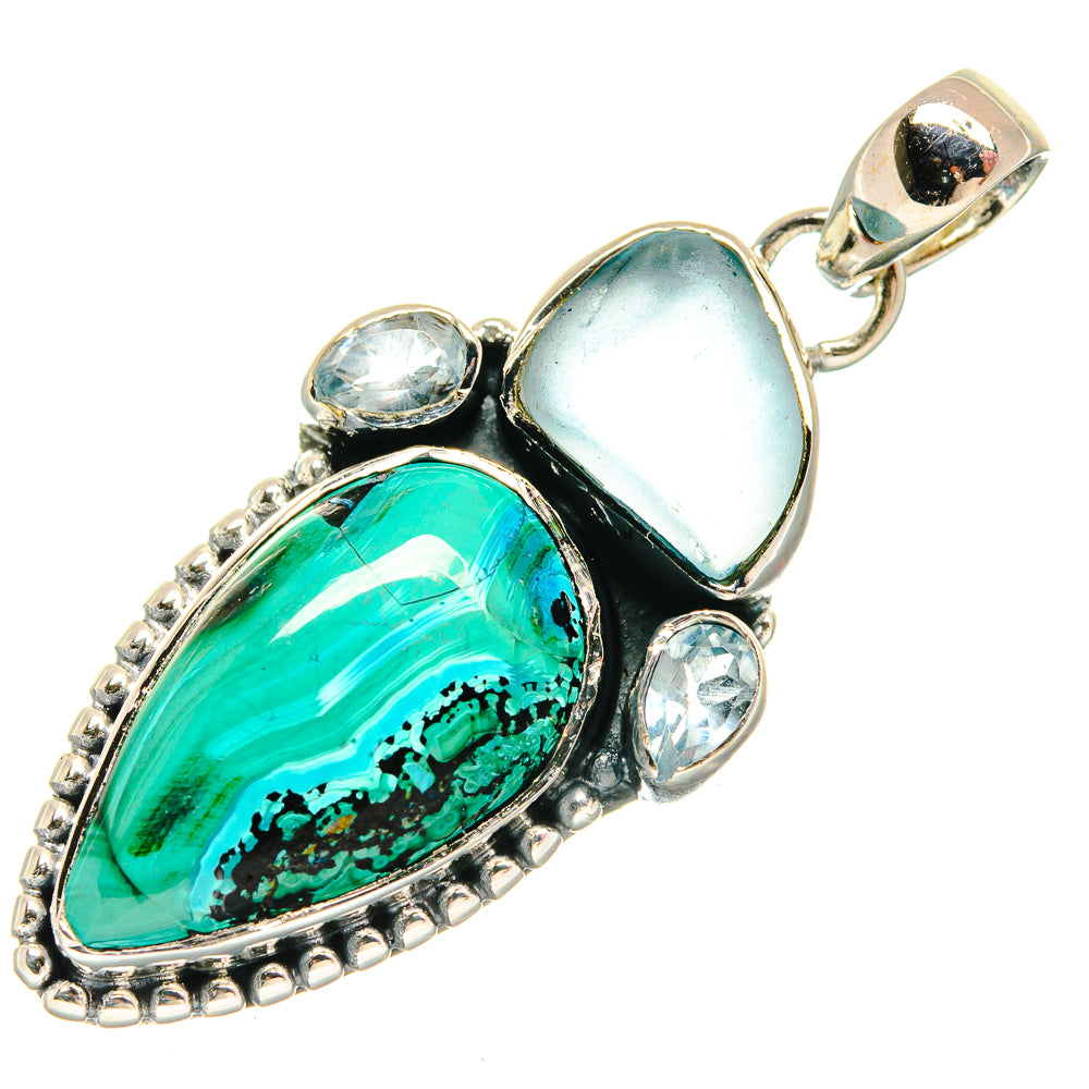 Malachite In Chrysocolla Pendants handcrafted by Anasilvercos - PD26220 - Photo 2