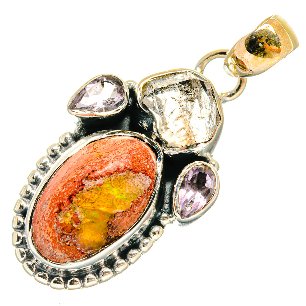 Mexican Fire Opal Pendants handcrafted by Anasilvercos - PD26228 - Photo 2