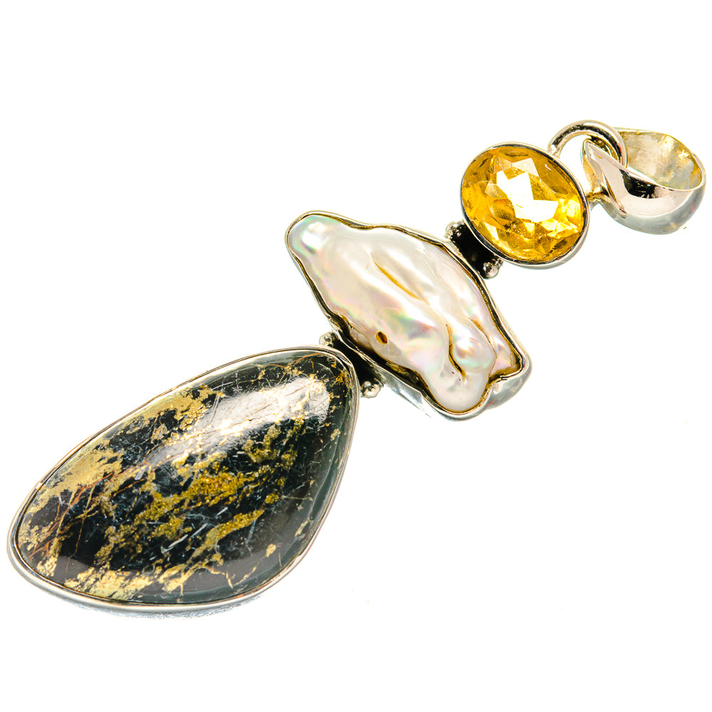 Pyrite In Black Onyx Pendants handcrafted by Anasilvercos - PD26275 - Photo 2