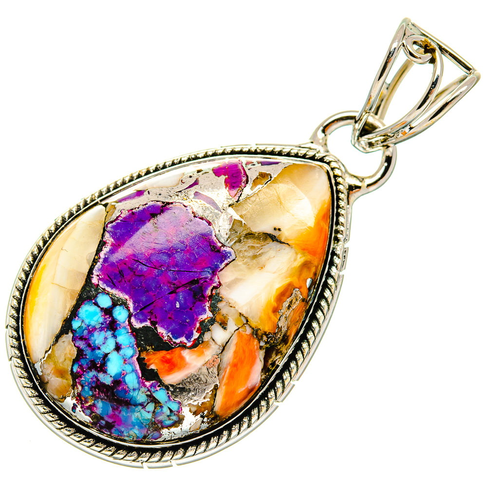 Kingman Pink Dahlia Turquoise Pendants handcrafted by Anasilvercos - PD26343 - Photo 2