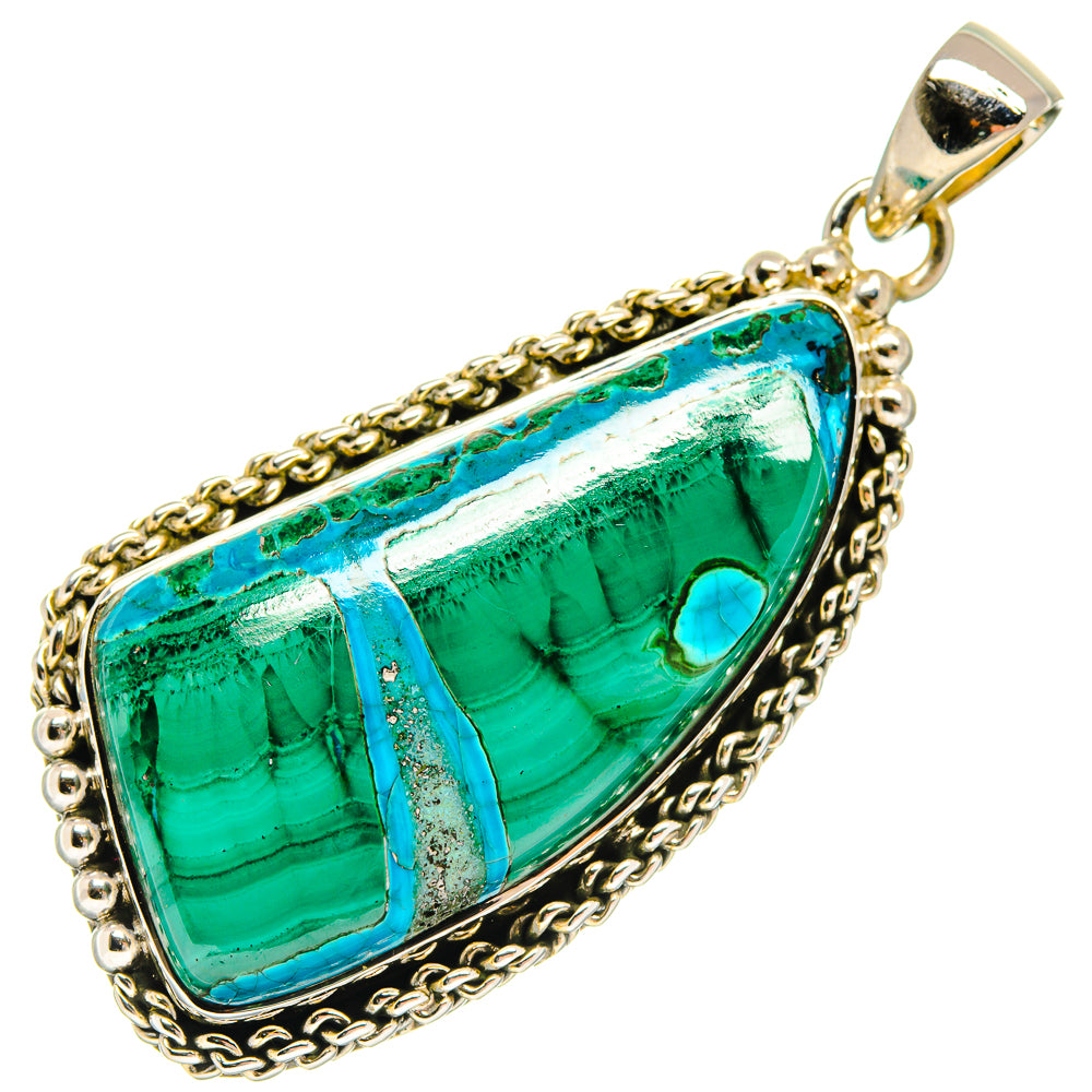 Malachite In Chrysocolla Pendants handcrafted by Anasilvercos - PD26432 - Photo 2