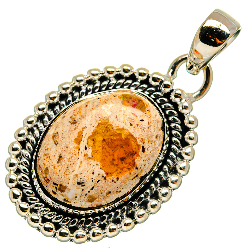 Mexican Fire Opal Pendants handcrafted by Anasilvercos - PD26590 - Photo 2