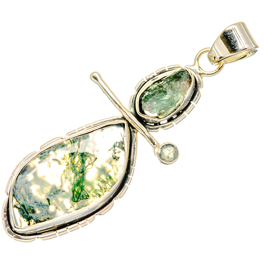 Green Moss Agate Pendants handcrafted by Anasilvercos - PD26887 - Photo 2