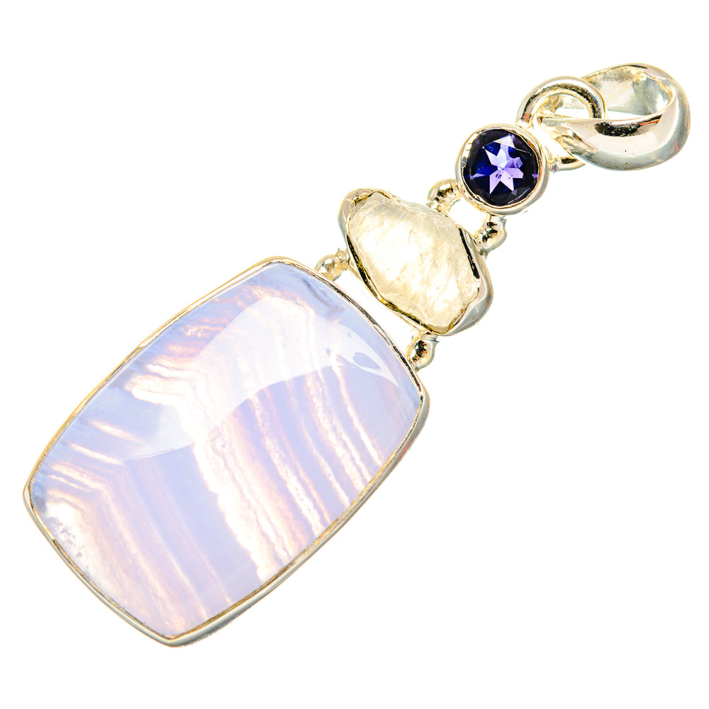Blue Lace Agate Pendants handcrafted by Anasilvercos - PD26897 - Photo 2