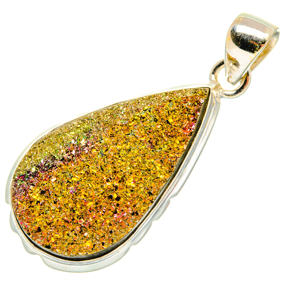 Spectro Pyrite Druzy Pendants handcrafted by Anasilvercos - PD27059 - Photo 2