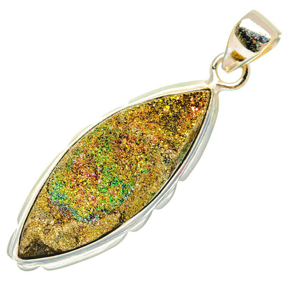 Spectro Pyrite Druzy Pendants handcrafted by Anasilvercos - PD27060 - Photo 2