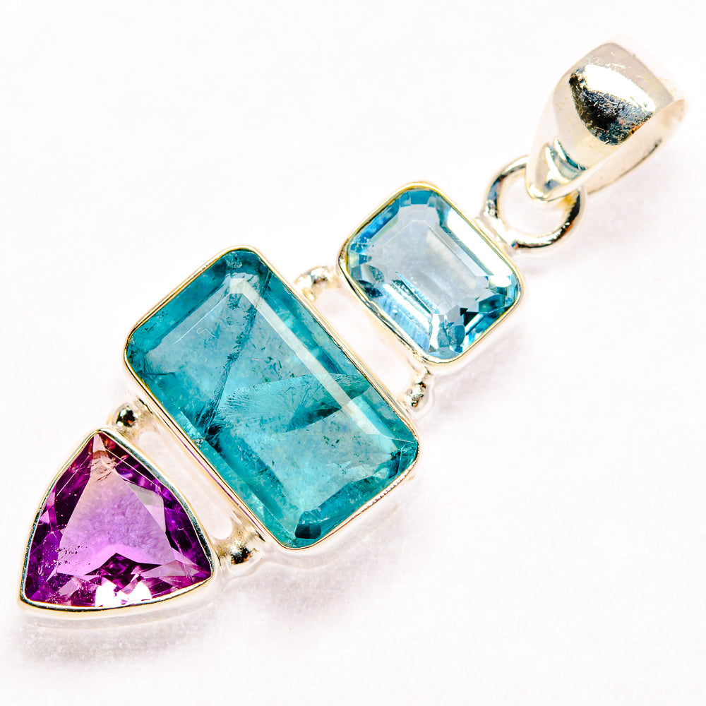 Blue Topaz Pendants handcrafted by Anasilvercos - PD27727 - Photo 2