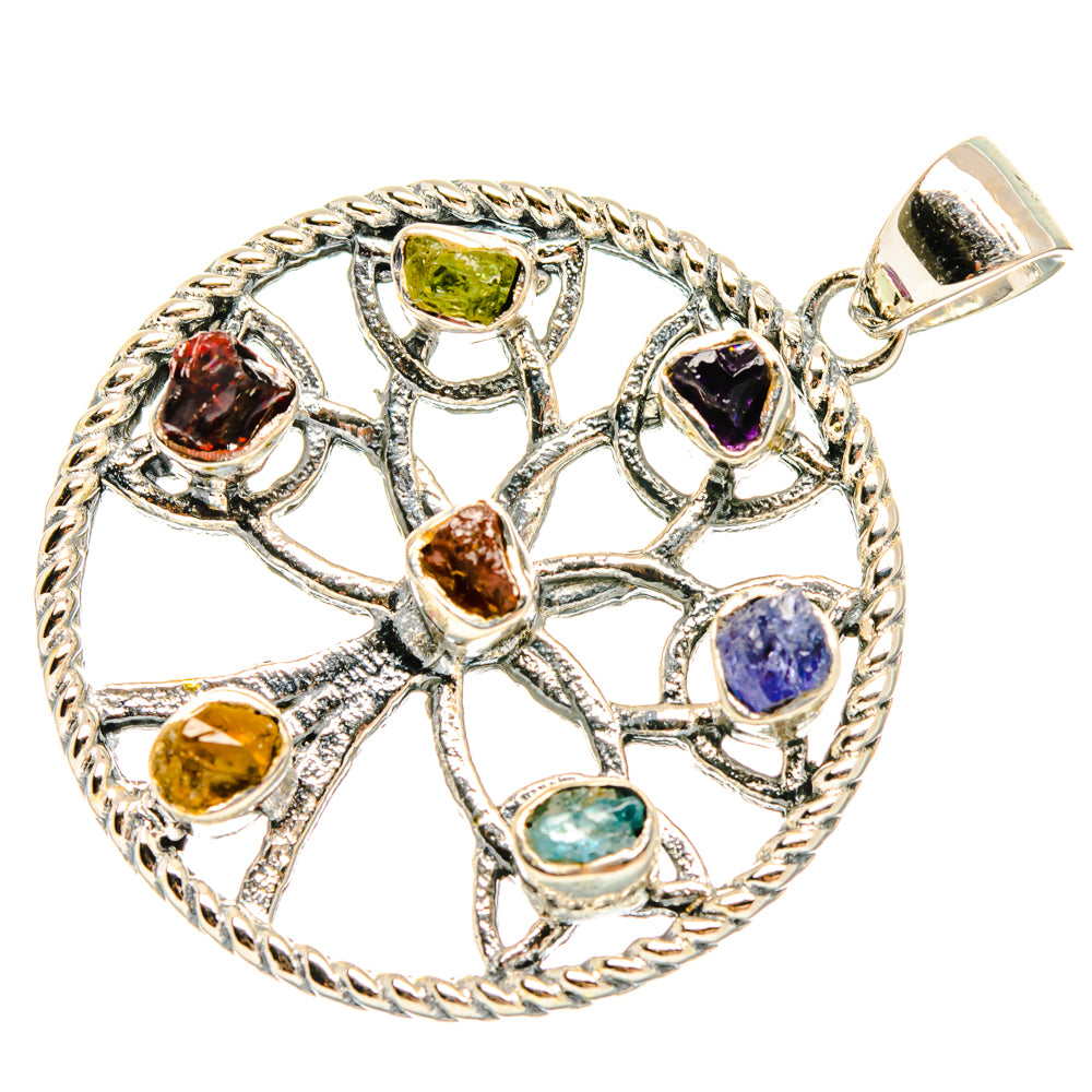 Multi-Stone Chakra Tree Of Life Pendants handcrafted by Anasilvercos - PD27829 - Photo 2
