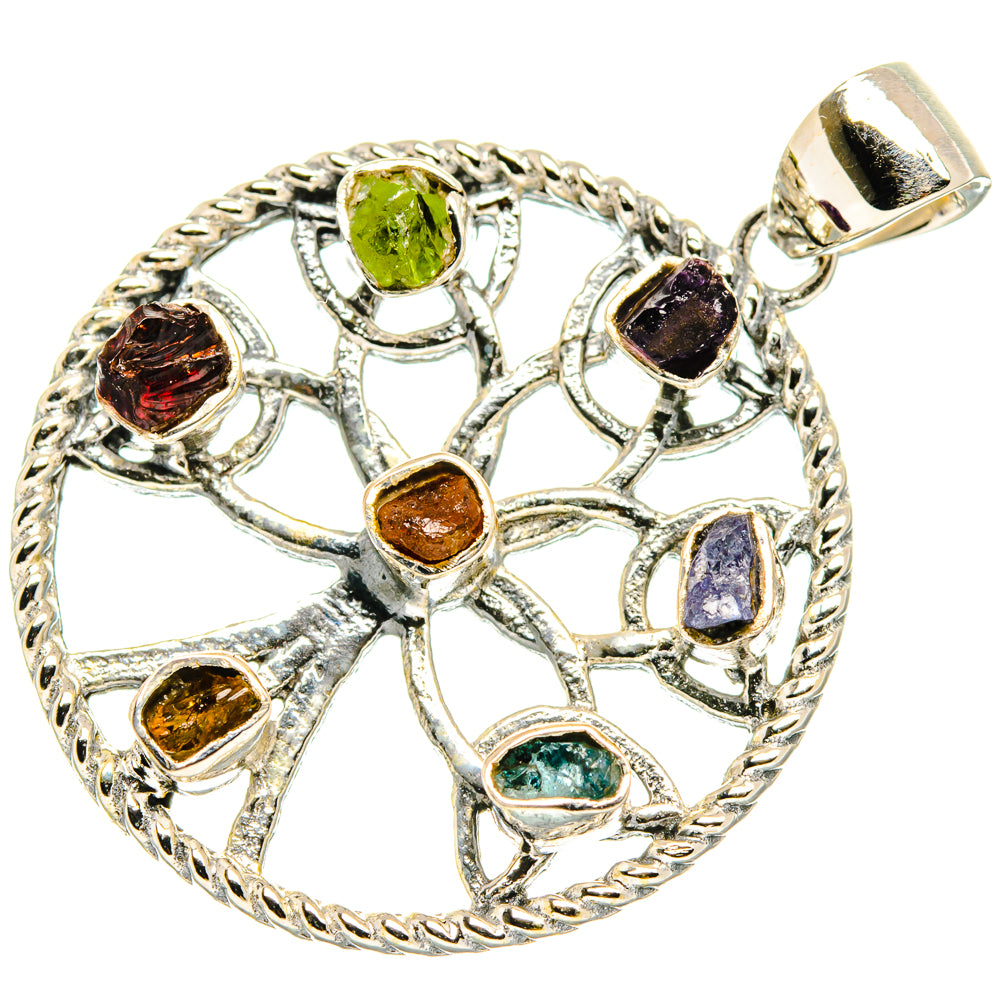 Multi-Stone Chakra Tree Of Life Pendants handcrafted by Anasilvercos - PD27830 - Photo 2