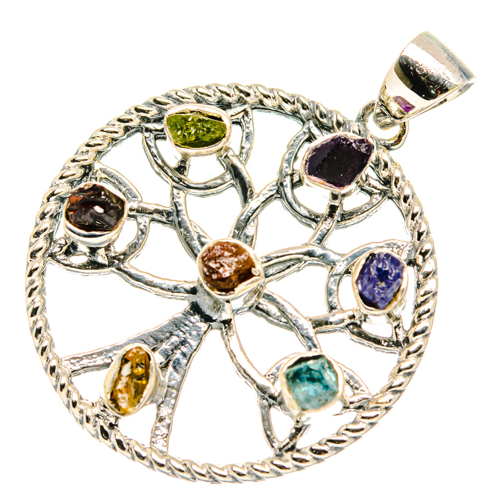 Multi-Stone Chakra Tree Of Life Pendants handcrafted by Anasilvercos - PD27831 - Photo 2