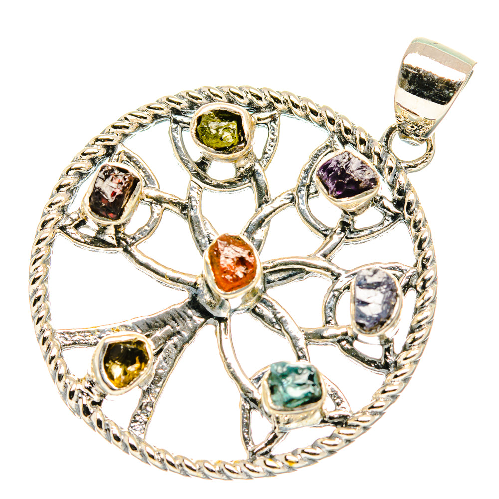 Multi-Stone Chakra Tree Of Life Pendants handcrafted by Anasilvercos - PD27832 - Photo 2