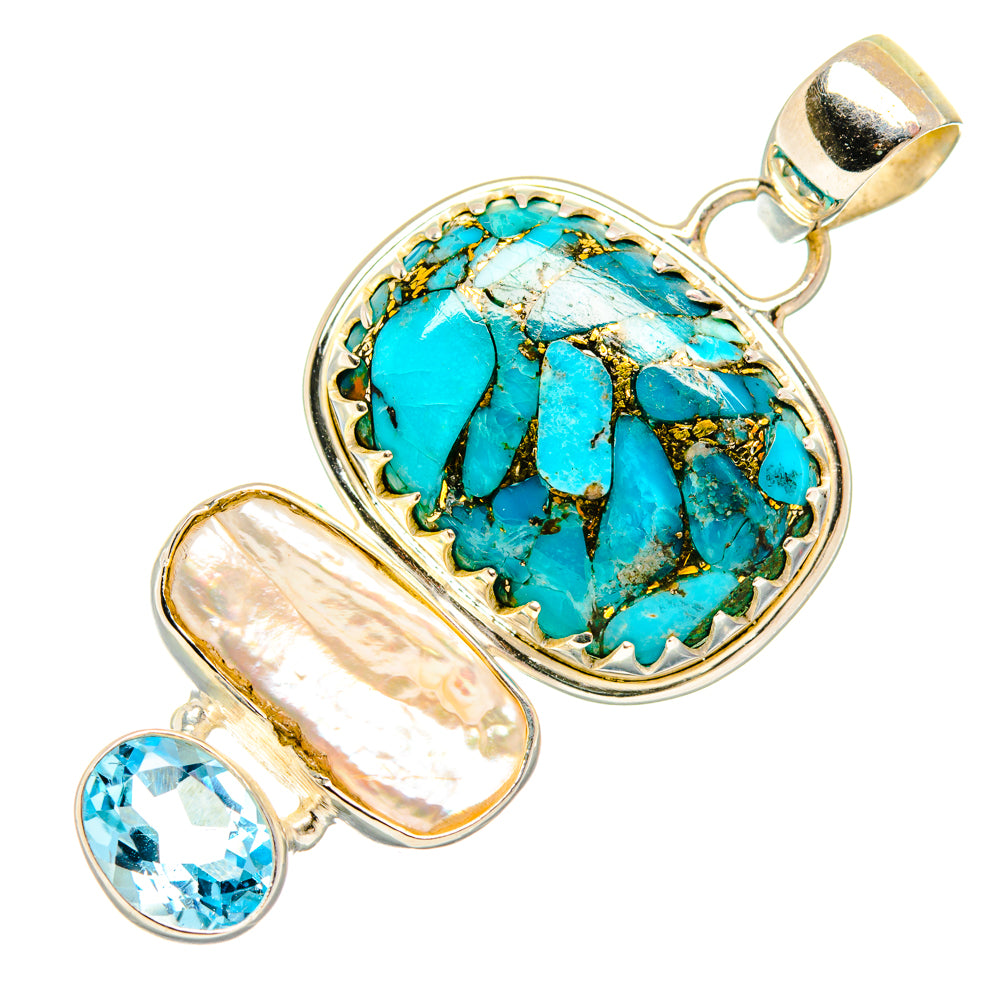 Blue Copper Composite Turquoise Pendants handcrafted by Anasilvercos - PD27841 - Photo 2