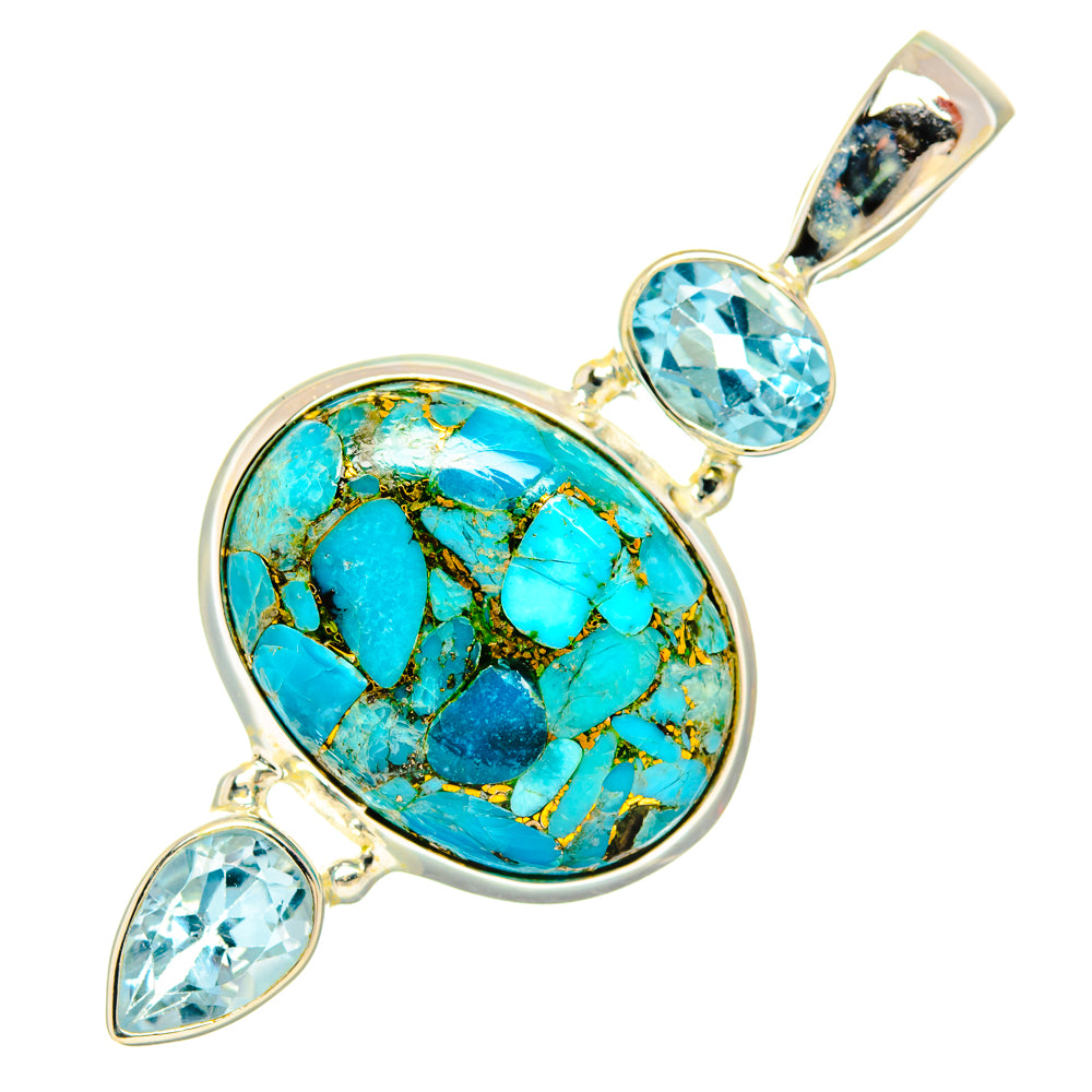 Blue Copper Composite Turquoise Pendants handcrafted by Anasilvercos - PD27842 - Photo 2