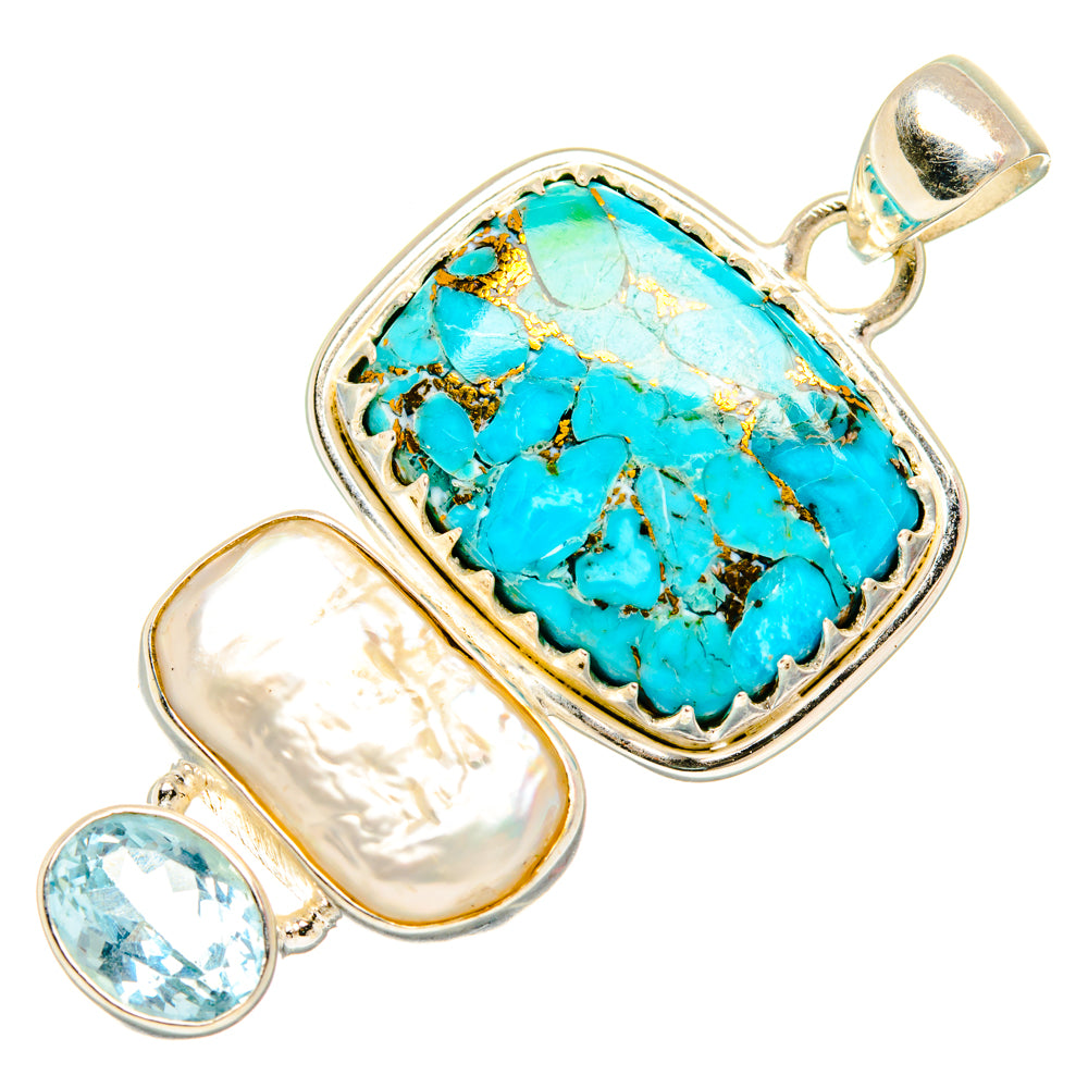 Blue Copper Composite Turquoise Pendants handcrafted by Anasilvercos - PD27843 - Photo 2