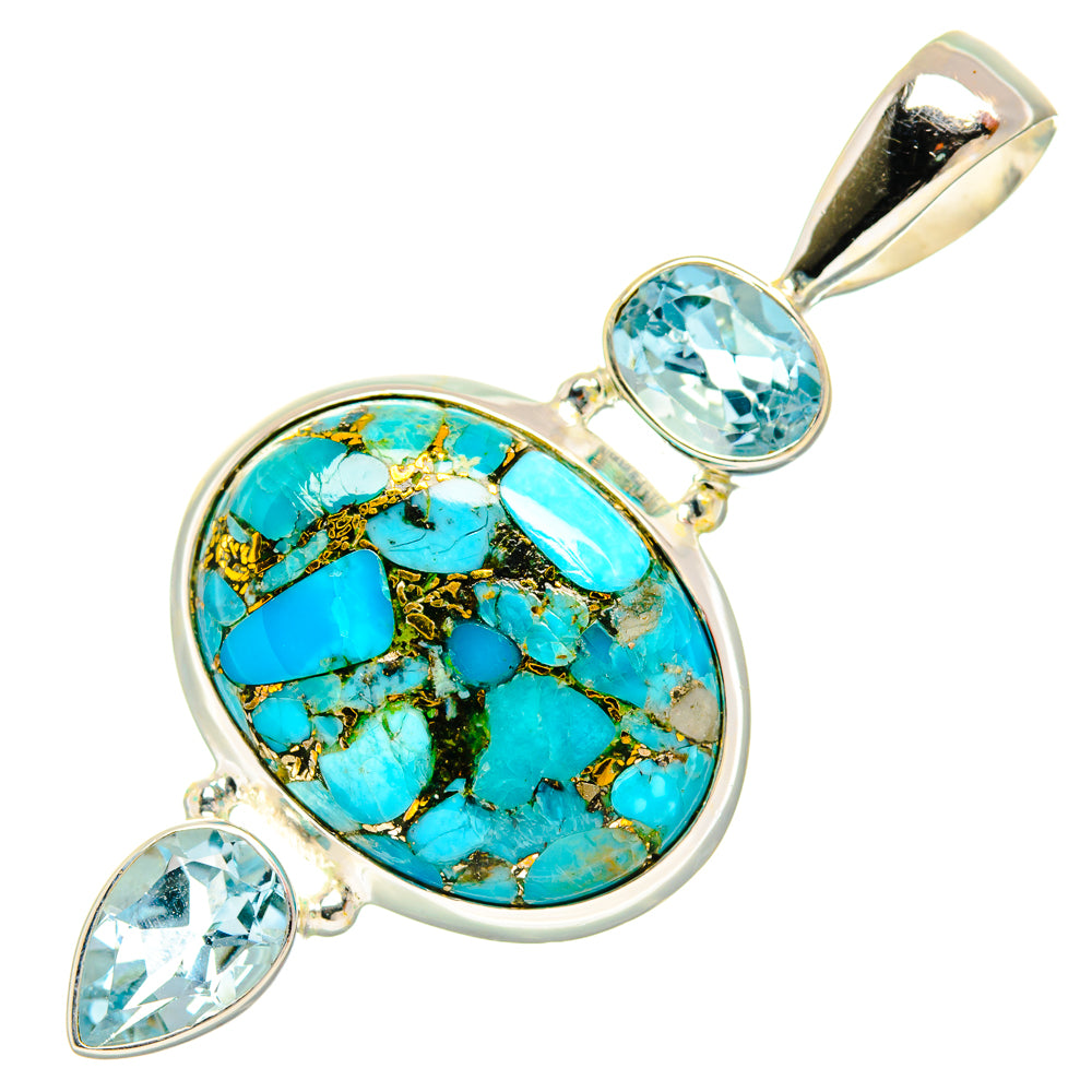 Blue Copper Composite Turquoise Pendants handcrafted by Anasilvercos - PD27844 - Photo 2