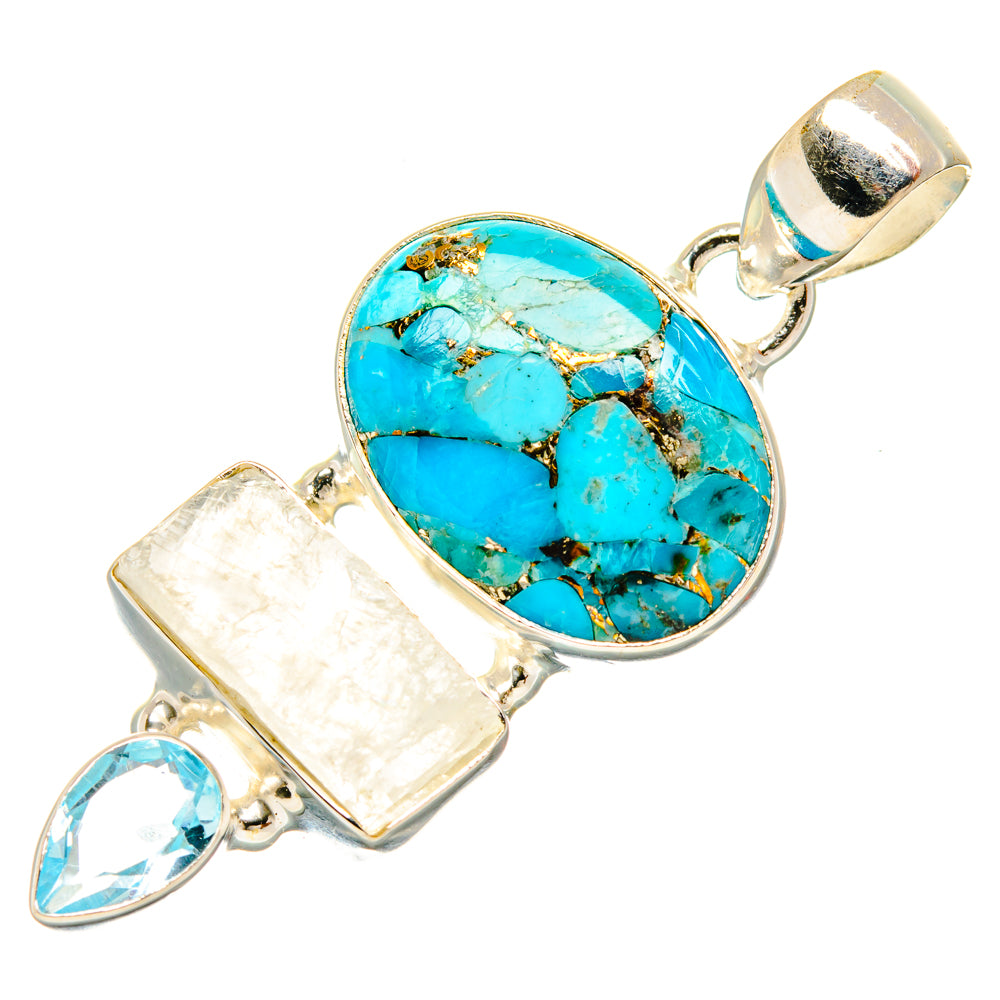 Blue Copper Composite Turquoise Pendants handcrafted by Anasilvercos - PD27845 - Photo 2