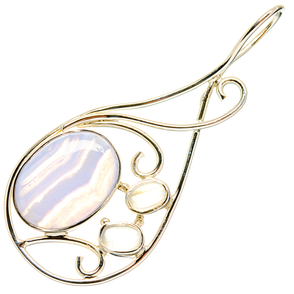 Blue Lace Agate Pendants handcrafted by Anasilvercos - PD27966 - Photo 2