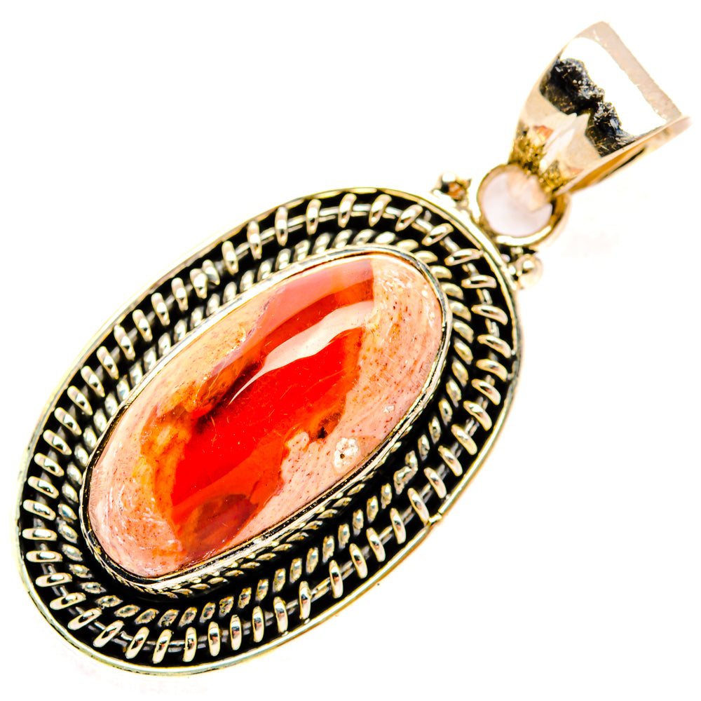 Mexican Fire Opal Pendants handcrafted by Anasilvercos - PD28382 - Photo 2