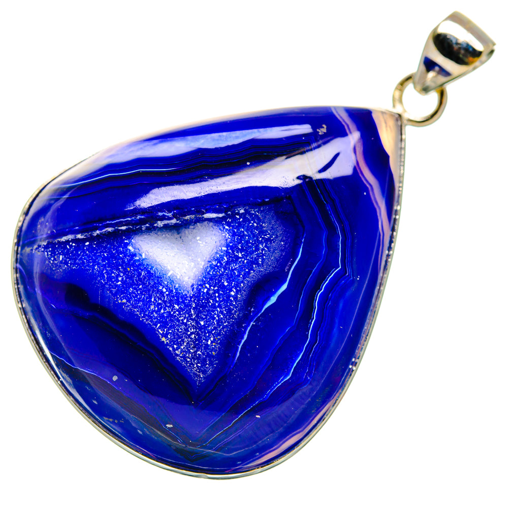 Blue Botswana Agate Pendants handcrafted by Anasilvercos - PD28402 - Photo 2