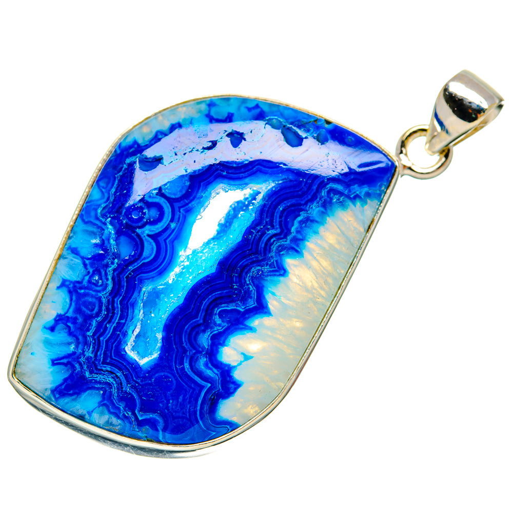 Blue Window Agate Pendants handcrafted by Anasilvercos - PD28412 - Photo 2