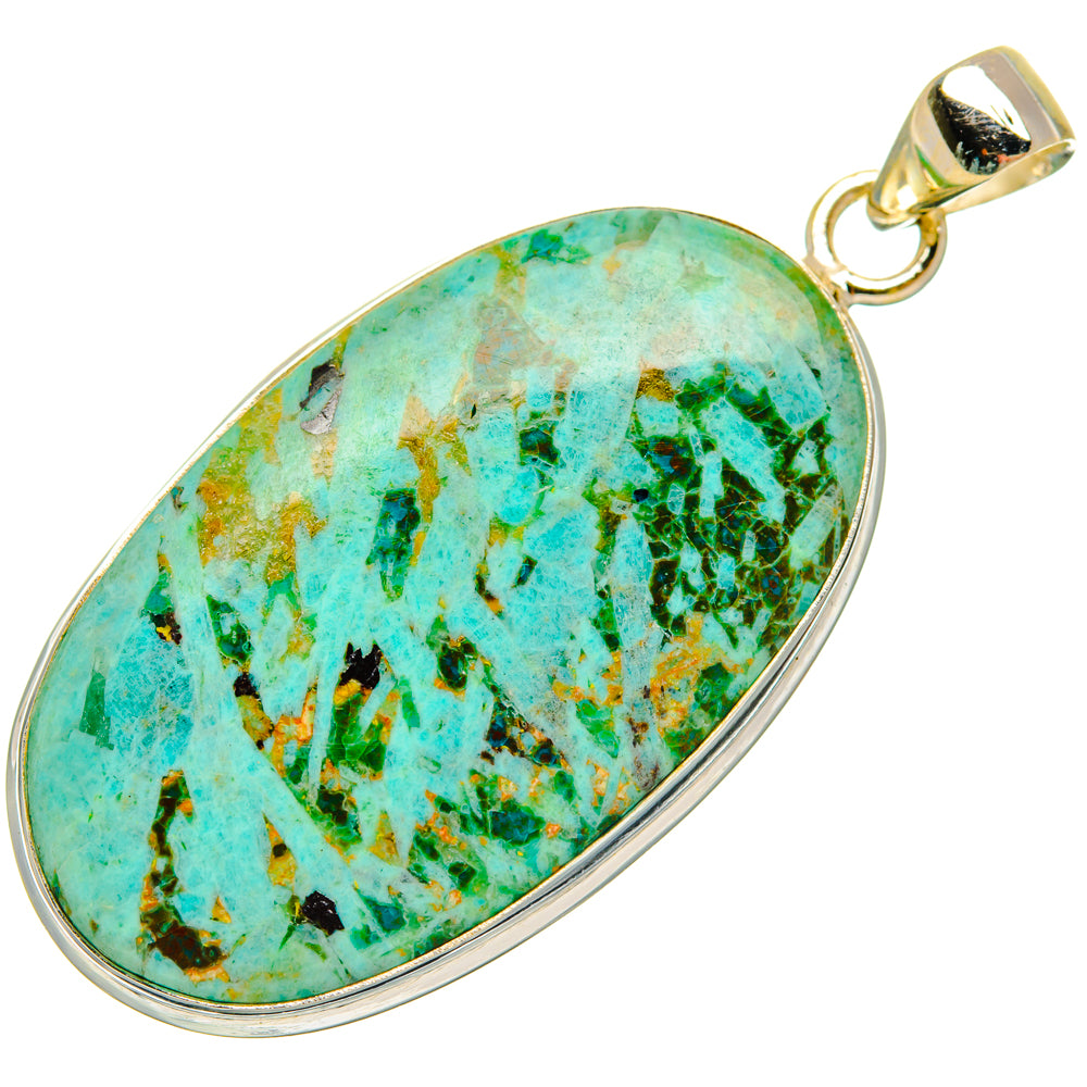 Peruvian Chrysocolla Pendants handcrafted by Anasilvercos - PD28422 - Photo 2