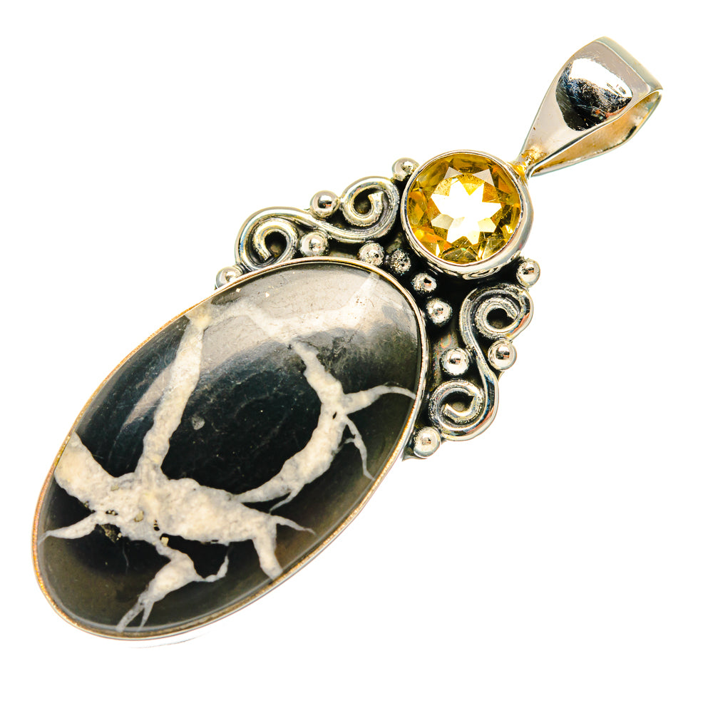 Septarian Geode, Citrine Pendants handcrafted by Anasilvercos - PD28425 - Photo 2