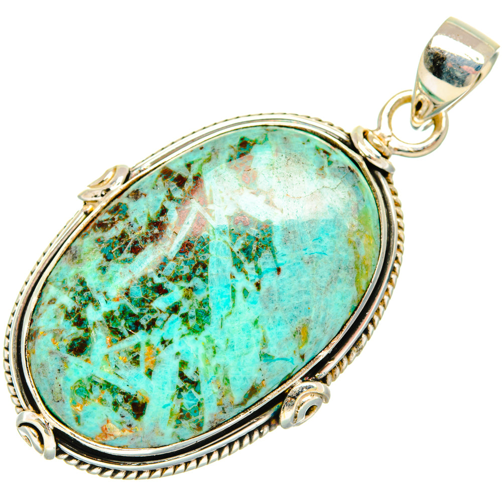 Peruvian Chrysocolla Pendants handcrafted by Anasilvercos - PD28509 - Photo 2