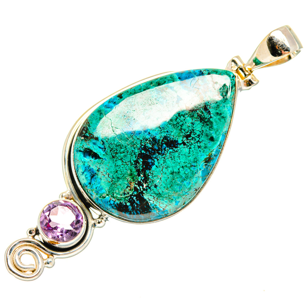 Peruvian Chrysocolla Pendants handcrafted by Anasilvercos - PD28523 - Photo 2