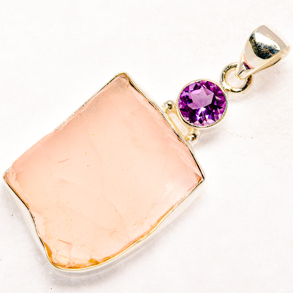 Rose Quartz, Amethyst Pendants handcrafted by Anasilvercos - PD28563 - Photo 2