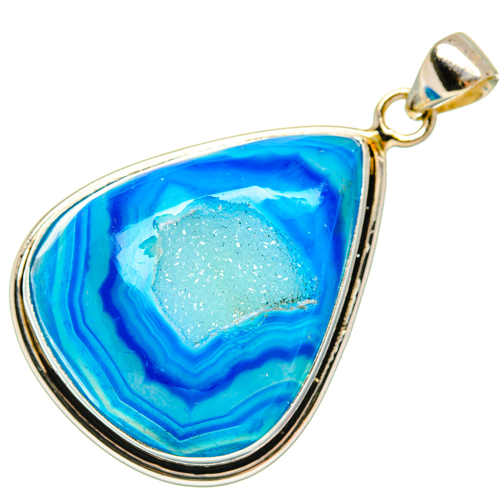 Blue Geode Druzy Pendants handcrafted by Anasilvercos - PD28612 - Photo 2
