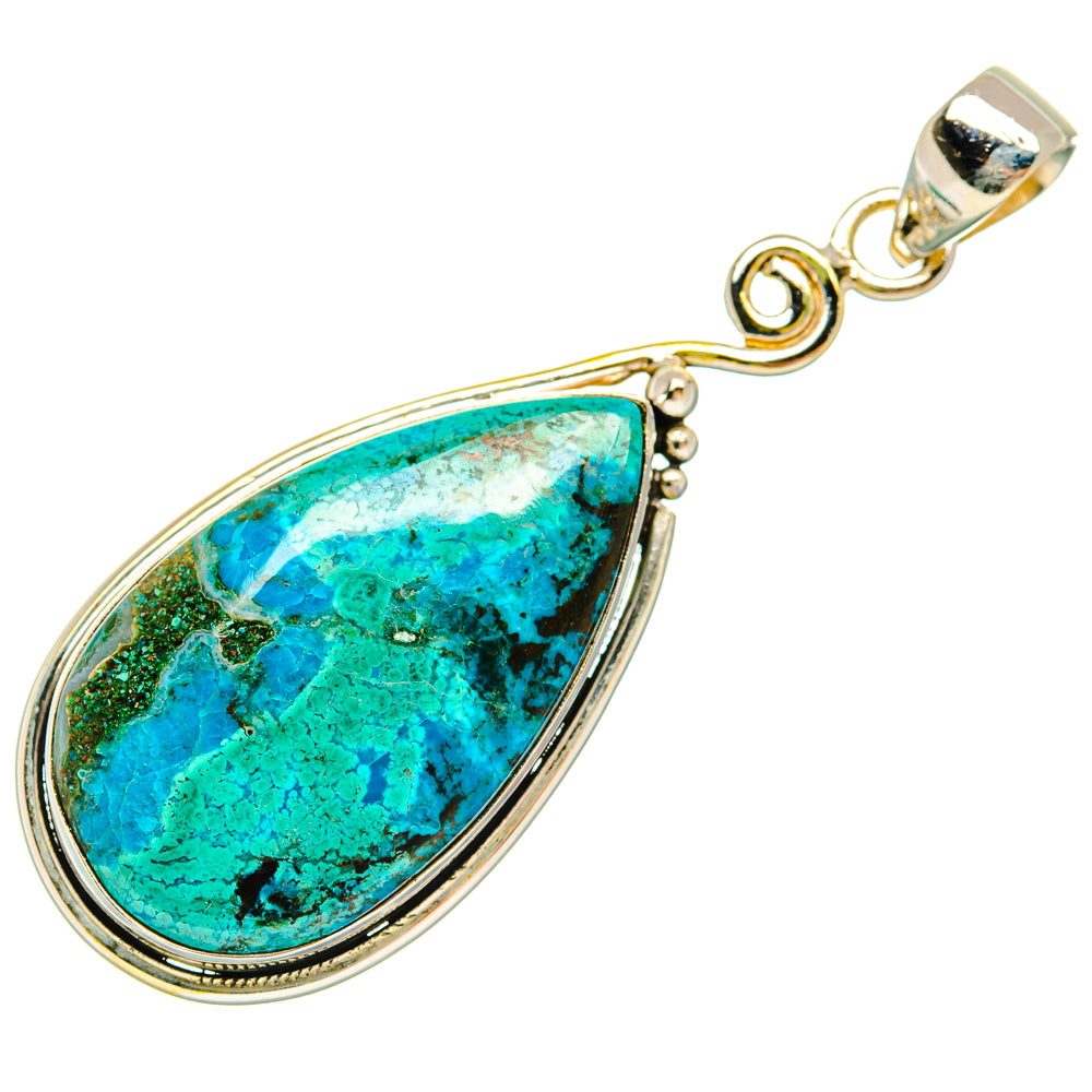Peruvian Chrysocolla Pendants handcrafted by Anasilvercos - PD28628 - Photo 2