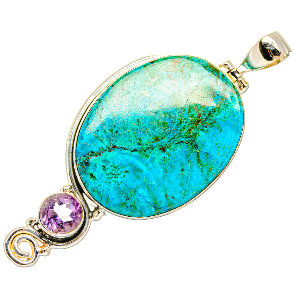 Peruvian Chrysocolla, Amethyst Pendants handcrafted by Anasilvercos - PD28637 - Photo 2