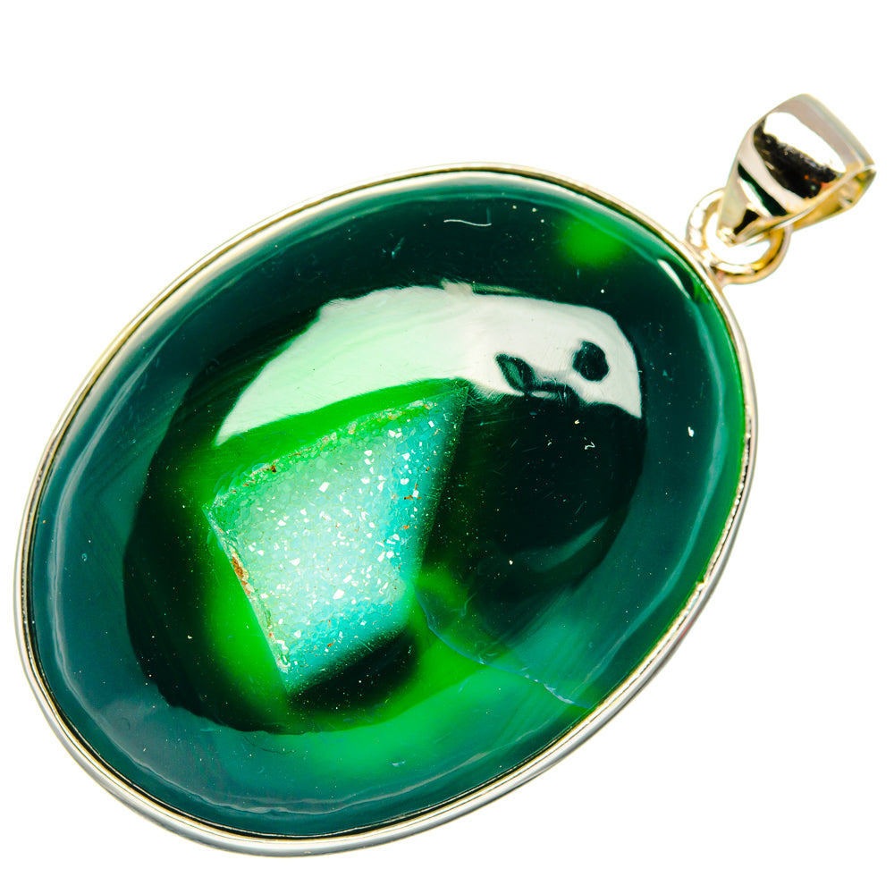 Green Geode Druzy Pendants handcrafted by Anasilvercos - PD28712 - Photo 2