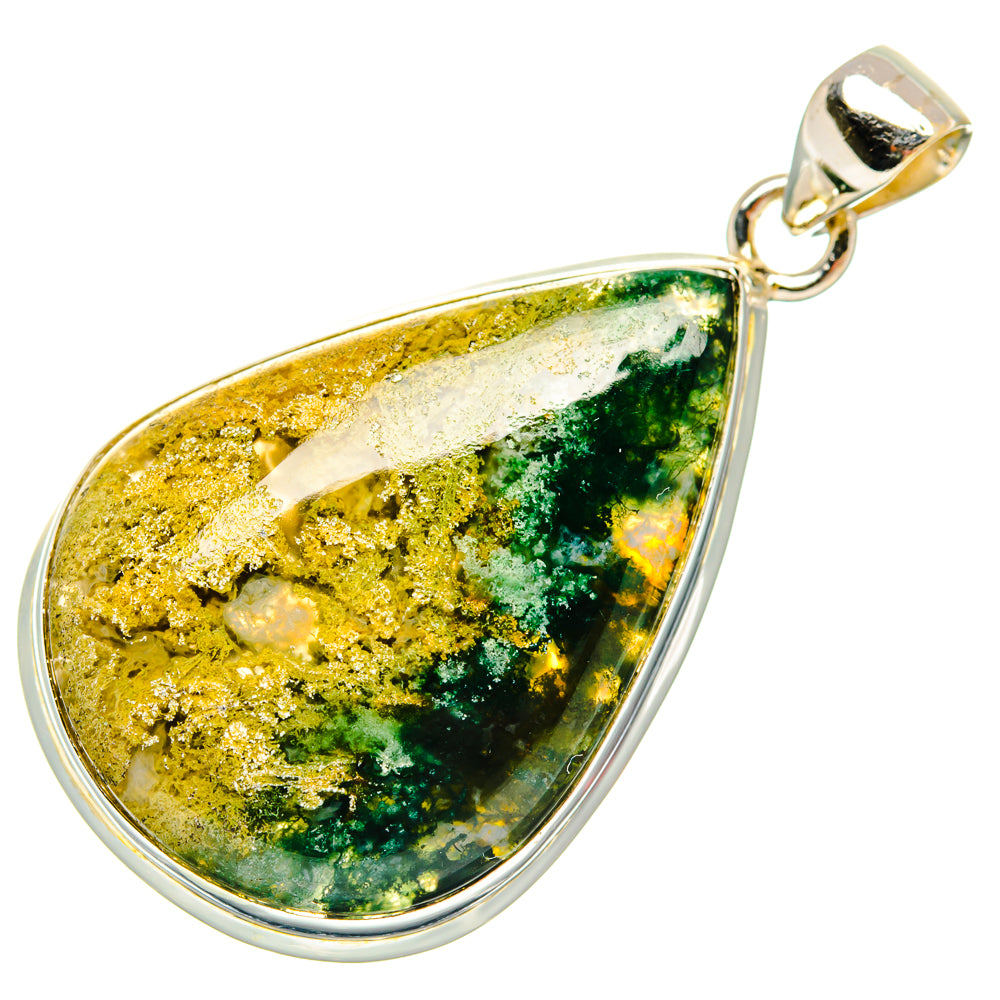 Green Moss Agate Pendants handcrafted by Anasilvercos - PD28720 - Photo 2