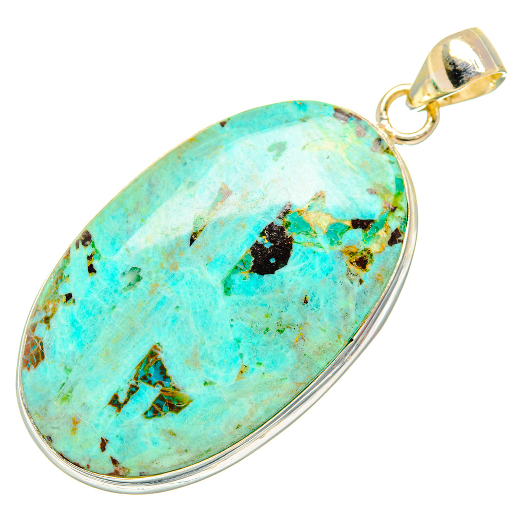 Peruvian Chrysocolla Pendants handcrafted by Anasilvercos - PD28835 - Photo 2