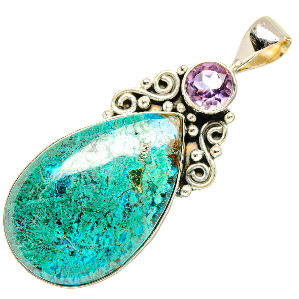 Peruvian Chrysocolla Pendants handcrafted by Anasilvercos - PD28836 - Photo 2