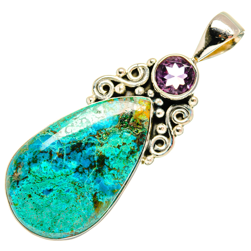 Peruvian Chrysocolla Pendants handcrafted by Anasilvercos - PD28842 - Photo 2