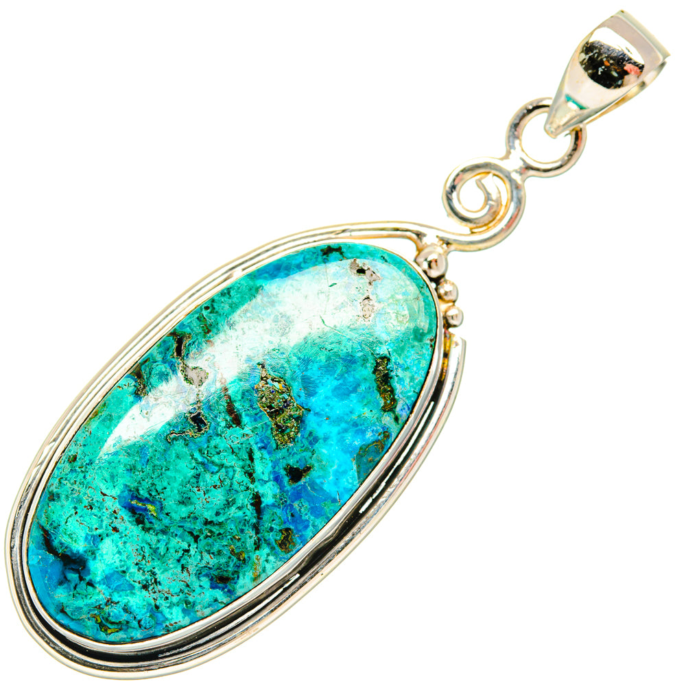 Peruvian Chrysocolla Pendants handcrafted by Anasilvercos - PD28845 - Photo 2